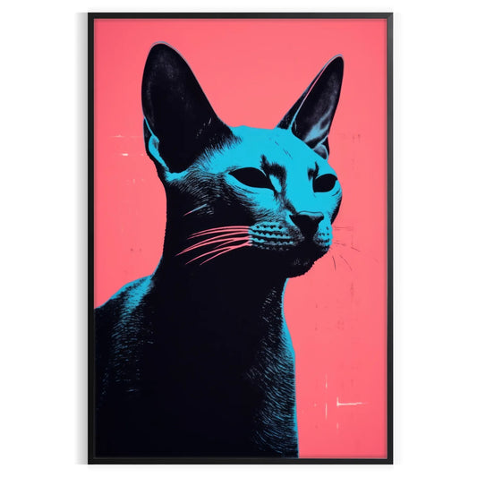 feline charm cat poster black orange wall art unique gift piece space vivid artwork flair decor