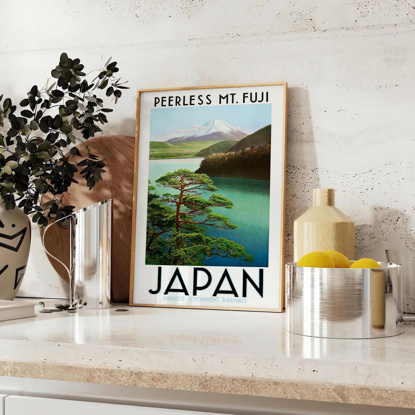 serene beauty Fuji Japan captivating green gray poster perfect travel lovers stunning wall art ideal gift occasion culture elegance space available