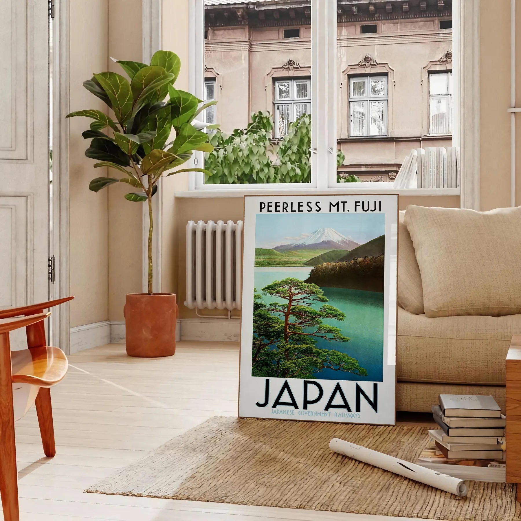 serene beauty Fuji Japan captivating green gray poster perfect travel lovers stunning wall art ideal gift occasion culture elegance space available