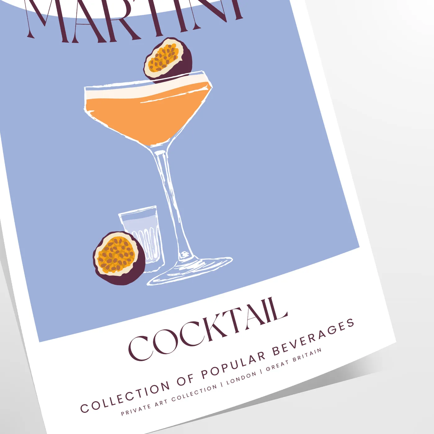 space vibrant pornstar martini cocktail poster striking blend orange blue hues wall art unique gift artwork splash sophistication standalone print