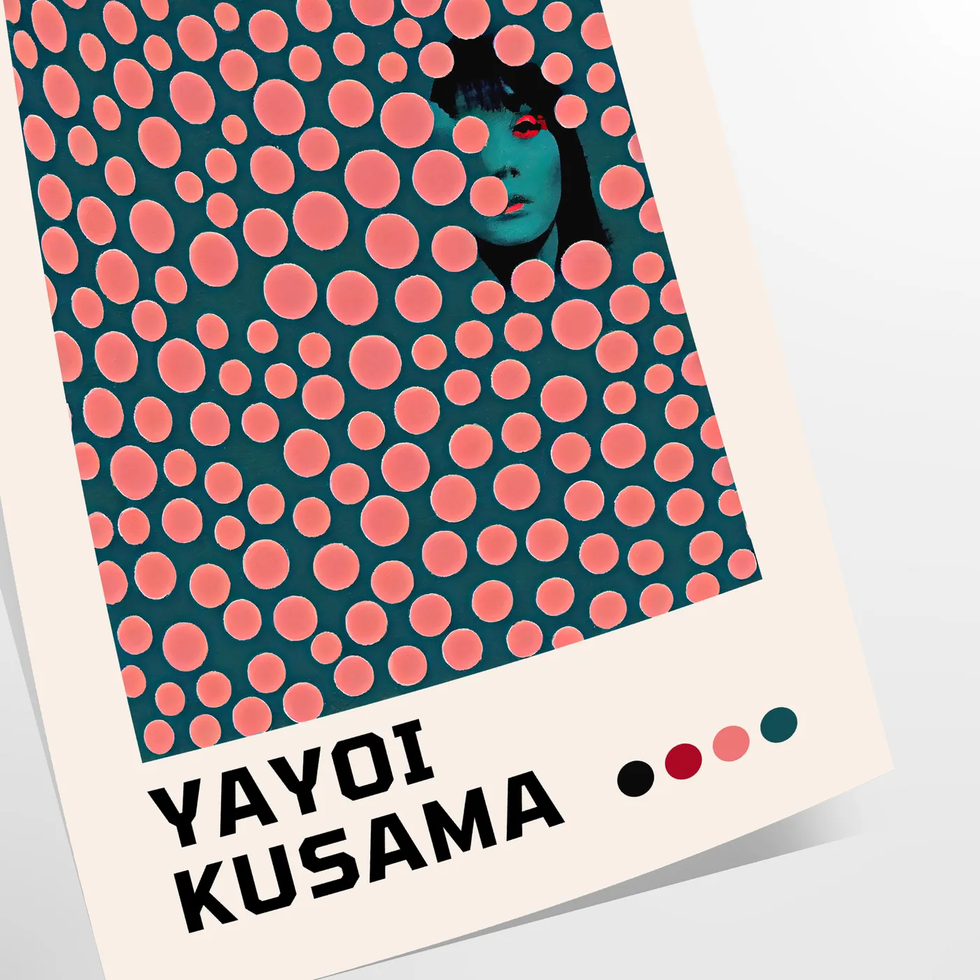 space vibrant Yayoi Kusama poster captivating green orange hues artwork perfect gift art enthusiasts home decor unique print addition A4 cm A0